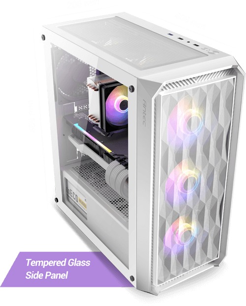 Antec NX292 White ARGB Mid-Tower Mesh Front Gaming Cabinet (3x ARGB + 1x Fan)
