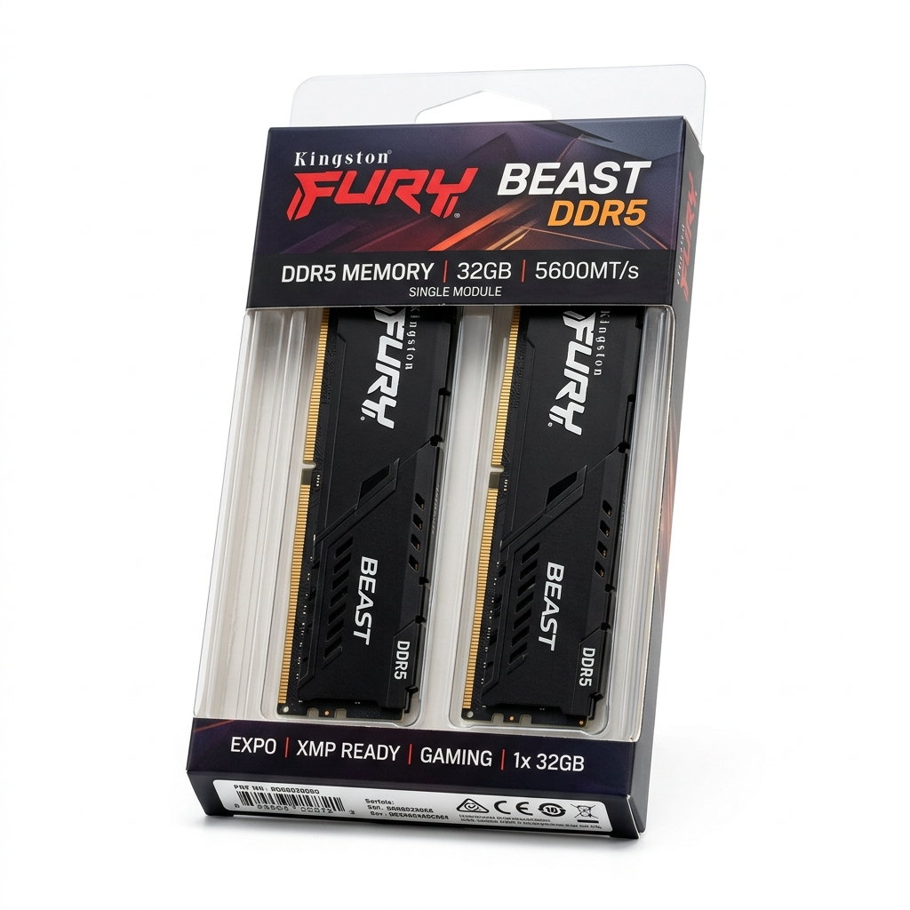 Kingston Fury Beast 16GB (1x16GB) DDR5 5600MHz CL36 Desktop Memory